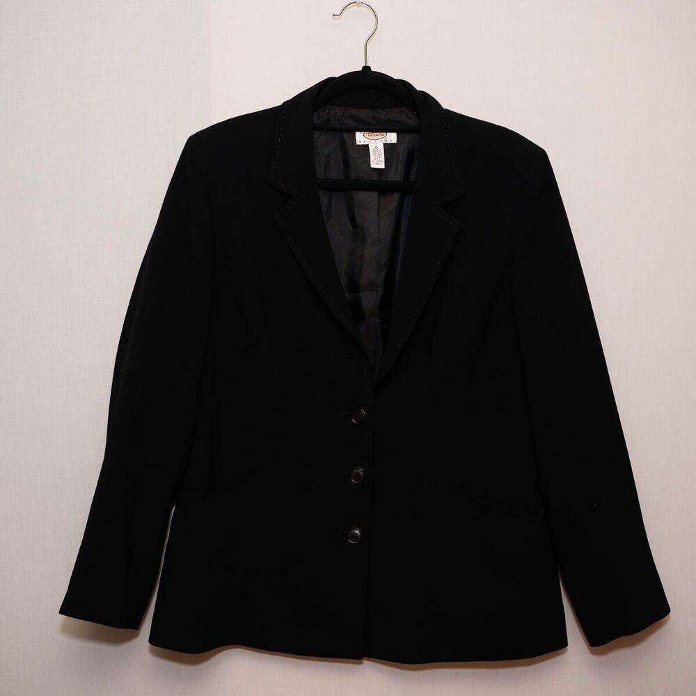Vintage Talbots Petites 14 womens black blazer business casual office jacket